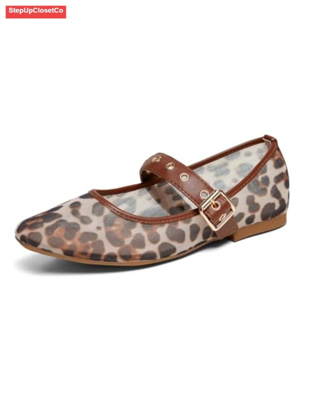 Women's Square Toe Mary Jane Ballet Flats with Buckle